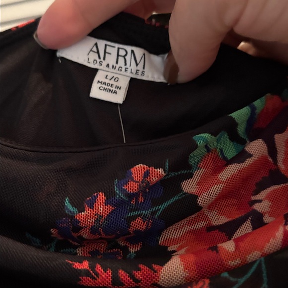 AFRM Maxine Off-Shoulder Bodysuit in Black and Red Floral - Picture 7 of 9